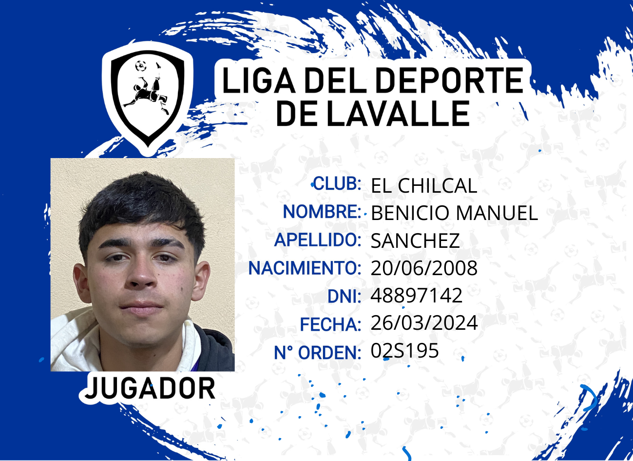 Foto carnet SANCHEZ, BENICIO MANUEL