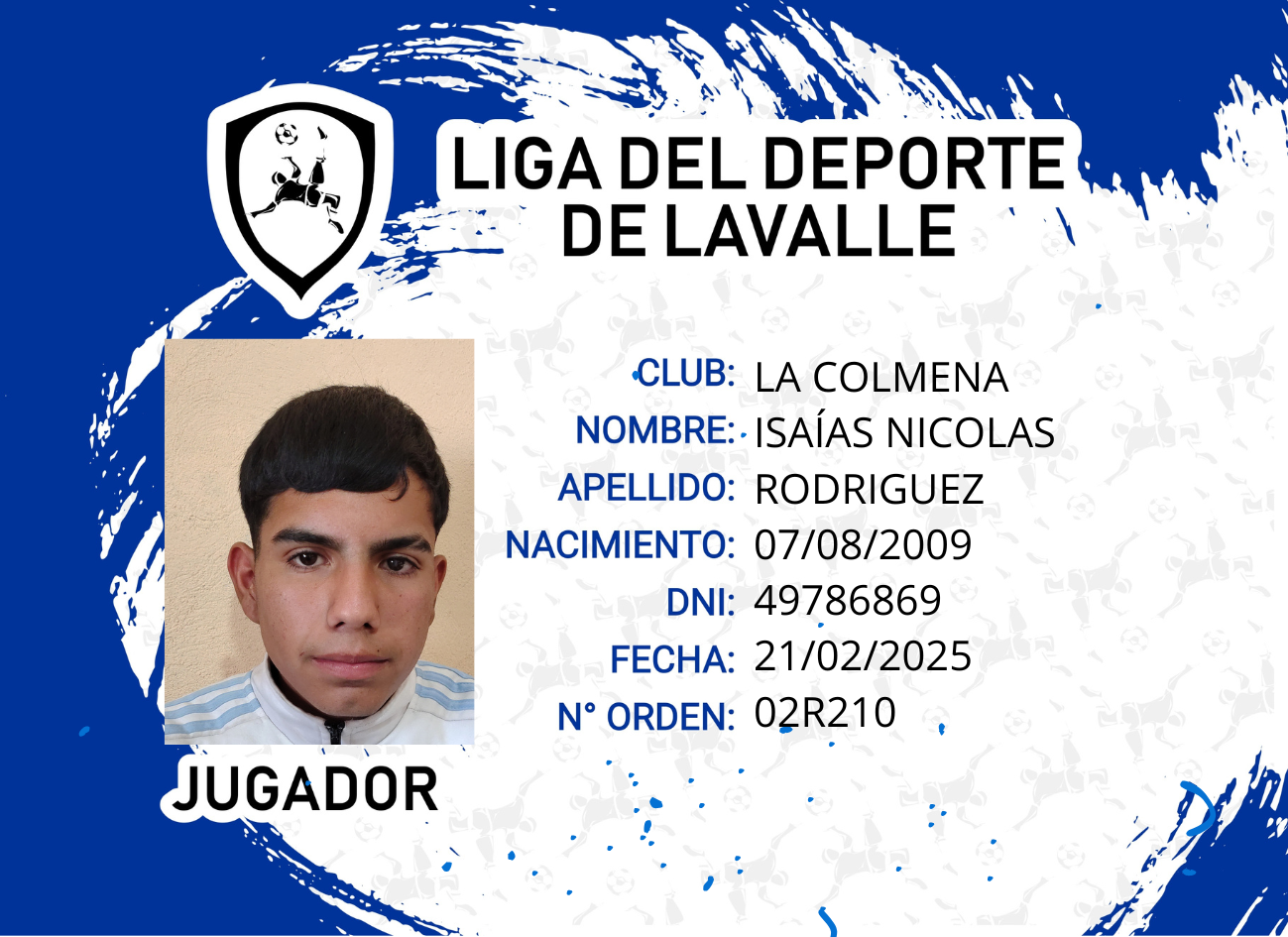 Foto carnet RODRIGUEZ ISAIAS NICOLAS 