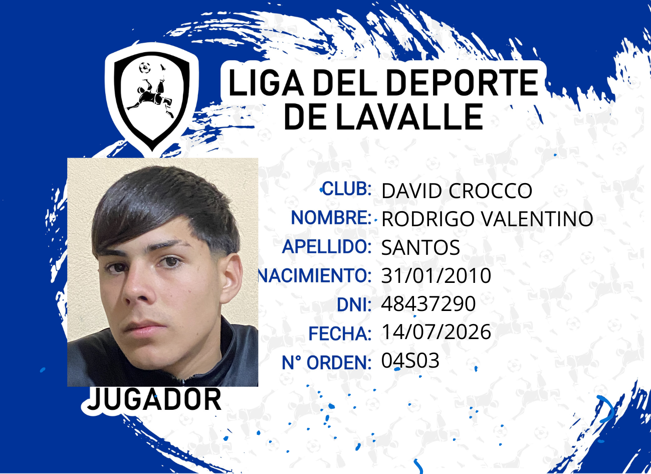 Foto carnet SANTOS, RODRIGO VALENTINO