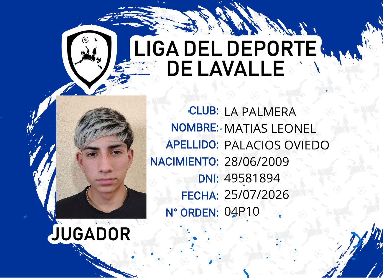 Foto carnet PALACIOS OVIEDO MATIAS LEONEL