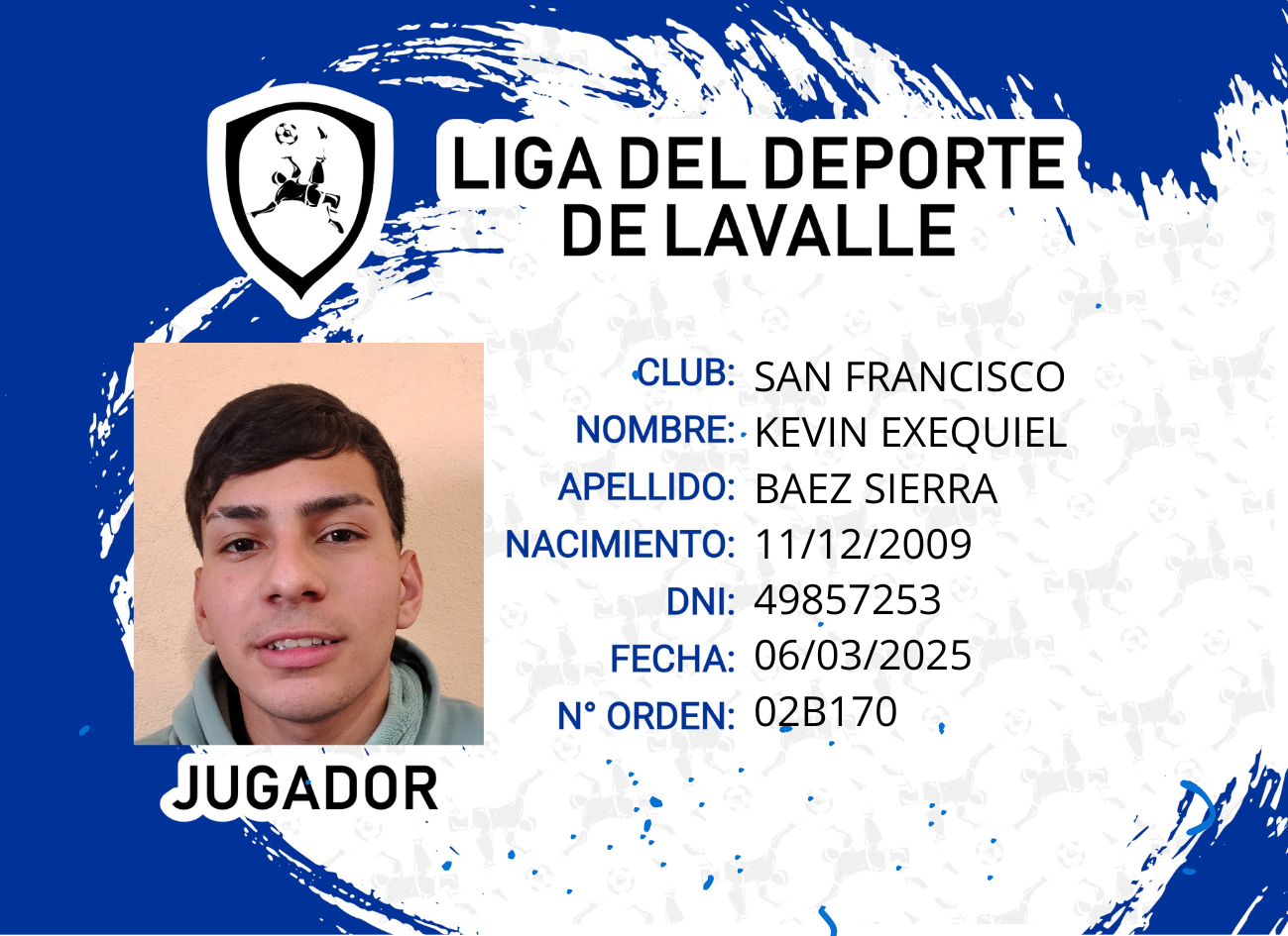 Foto carnet BAEZ SIERRA KEVIN EXEQUIEL