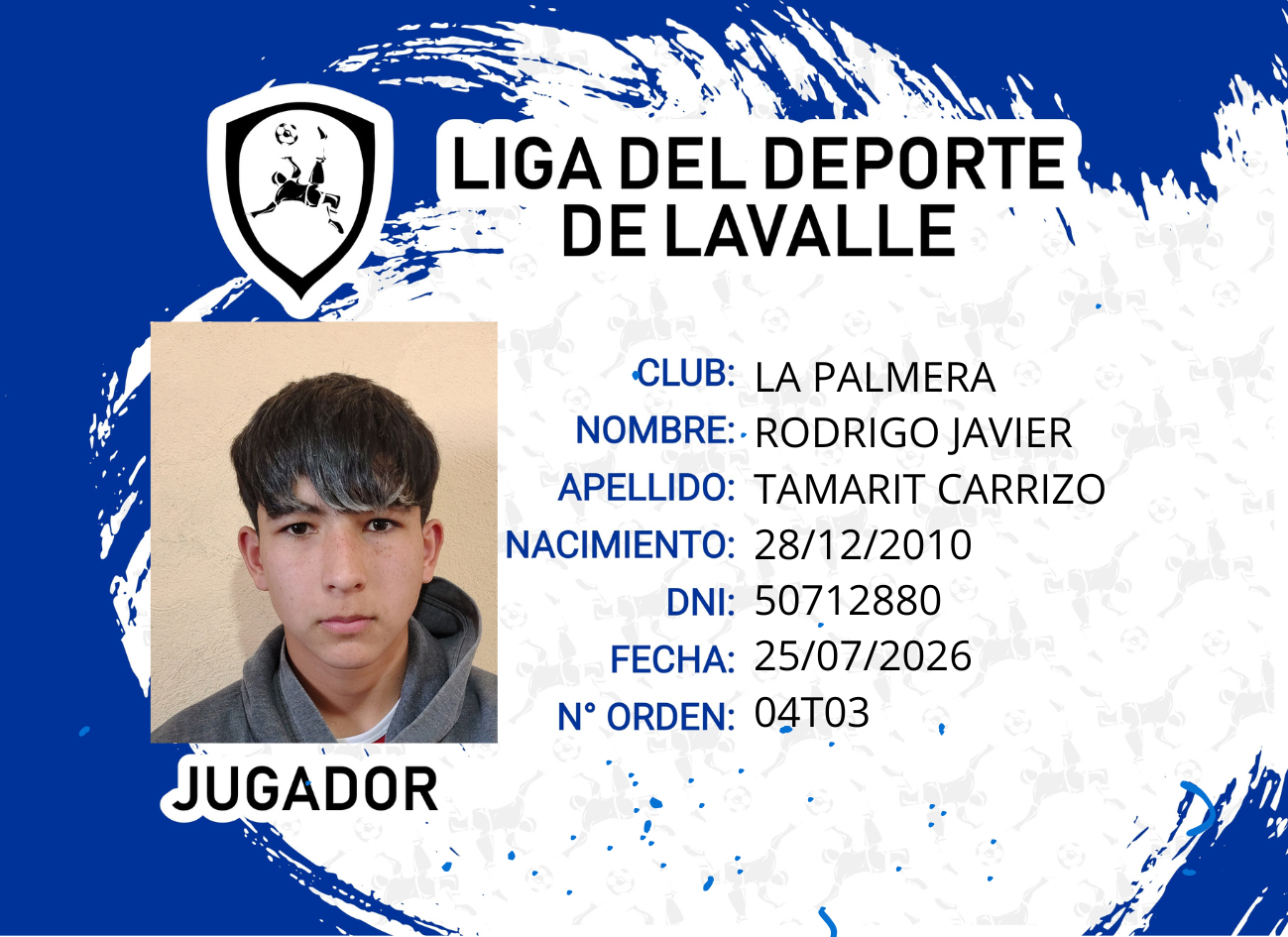 Foto carnet TAMARIT CARRIZO RODRIGO JAVIER