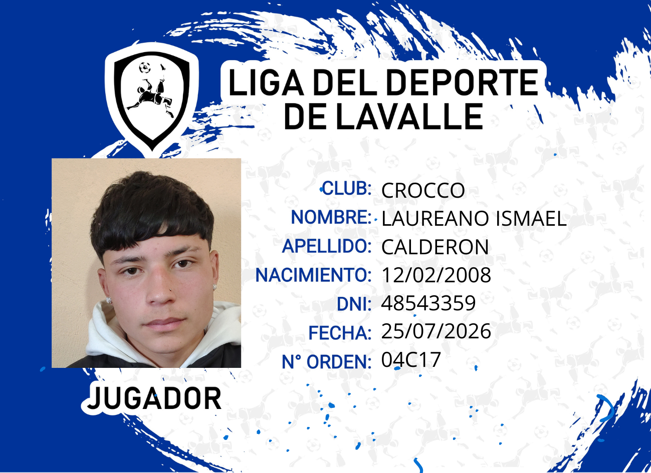 Foto carnet CALDERON LAUREANO ISMAEL