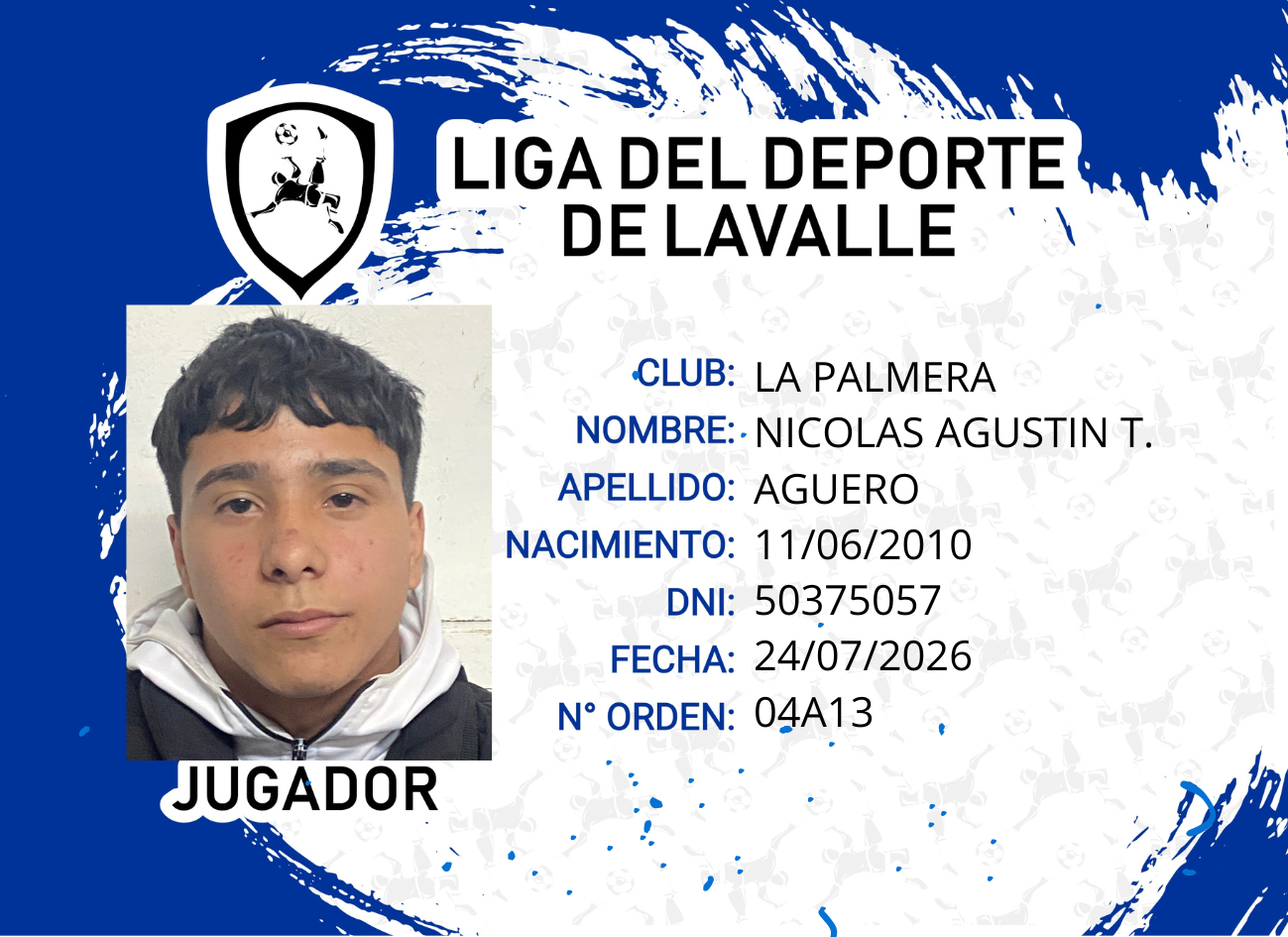 Foto carnet AGUERO NICOLAS AGUSTIN