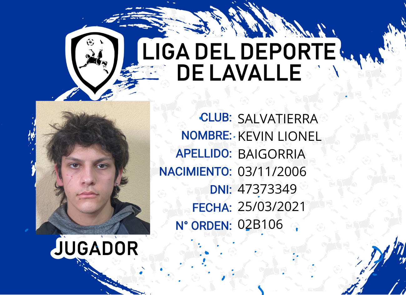 Foto carnet BAIGORRIA KEVIN LIONEL