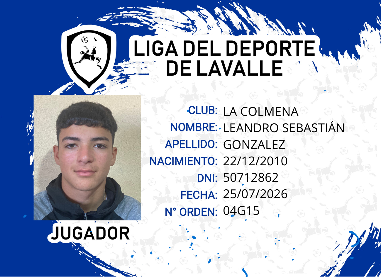 Foto carnet GONZALEZ LEANDRO SEBASTIAN