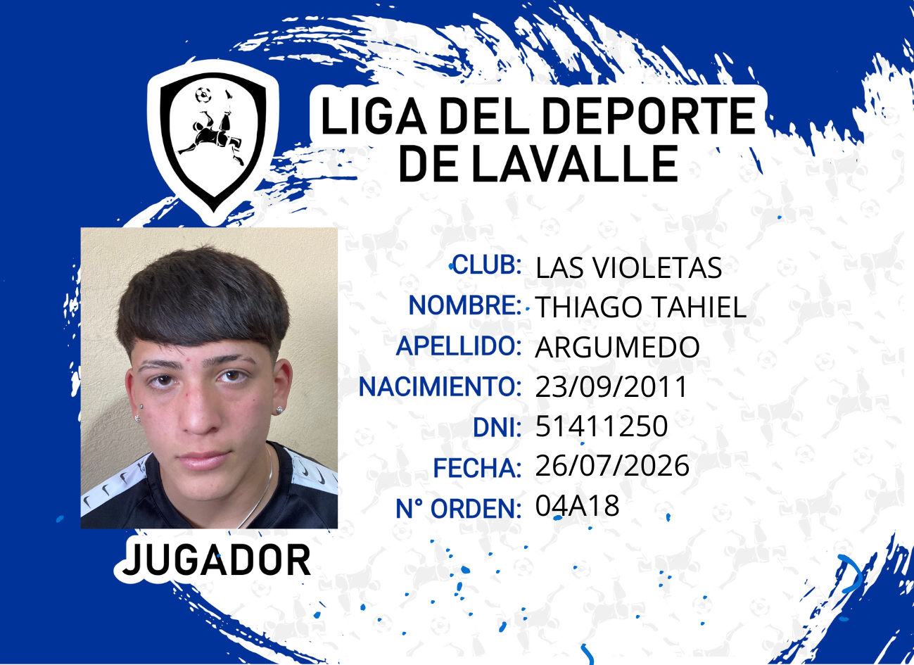 Foto carnet ARGUMEDO THIAGO TAHIEL