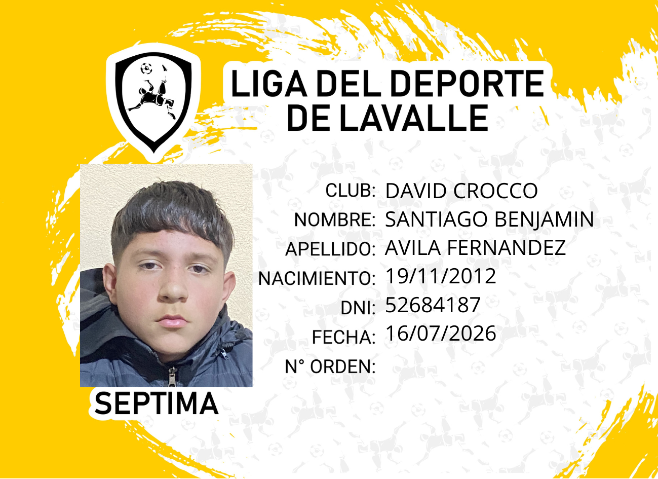 Foto carnet AVILA FERNANDEZ, SANTIAGO BENJAMIN