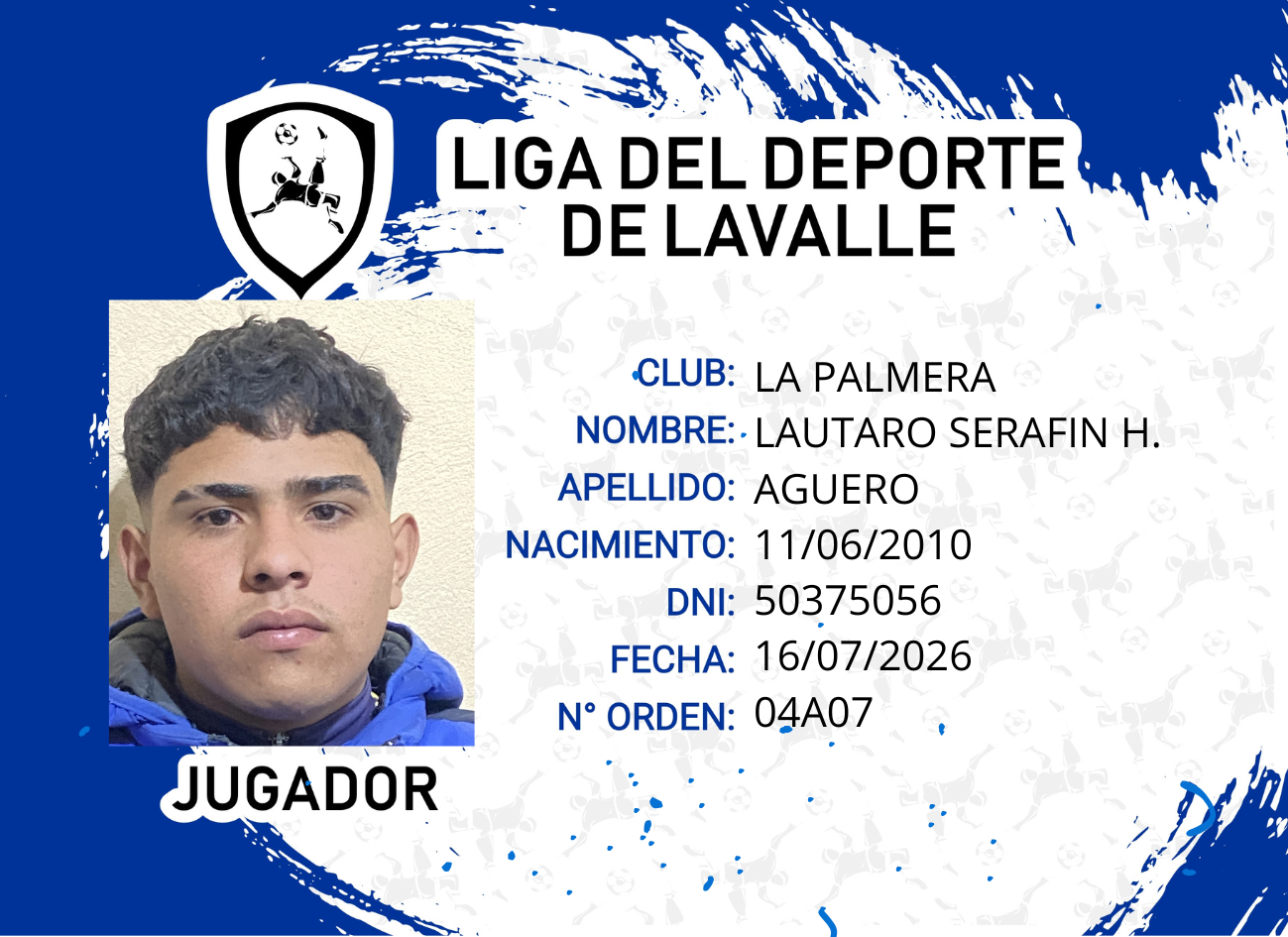 Foto carnet AGUERO, LAUTARO SERAFIN H.
