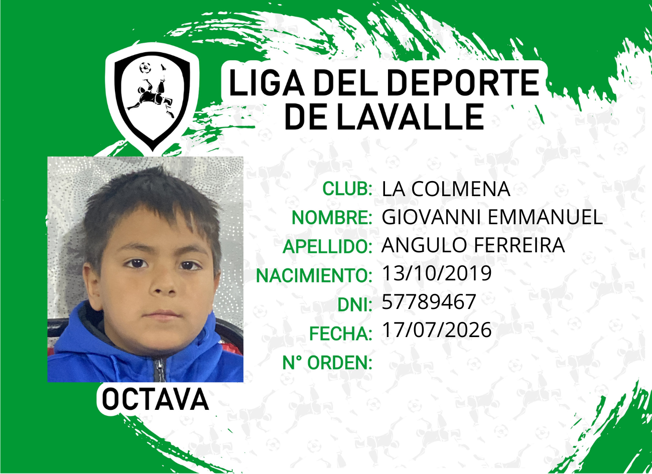 Foto carnet ANGULO FERREIRA, GIOVANNI EMMANUEL