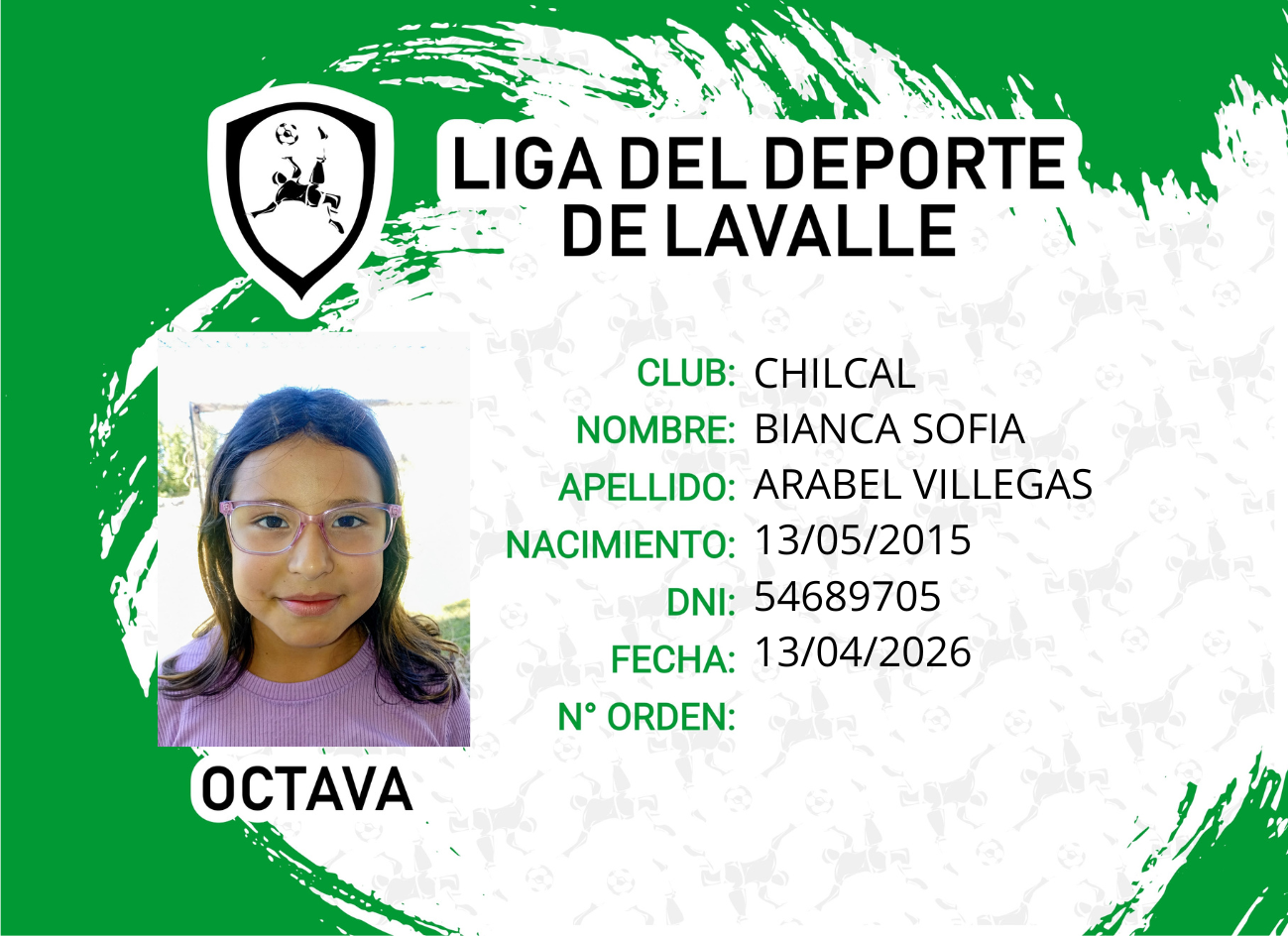 Foto carnet BIANCA SOFIA ARABEL VILLEGAS