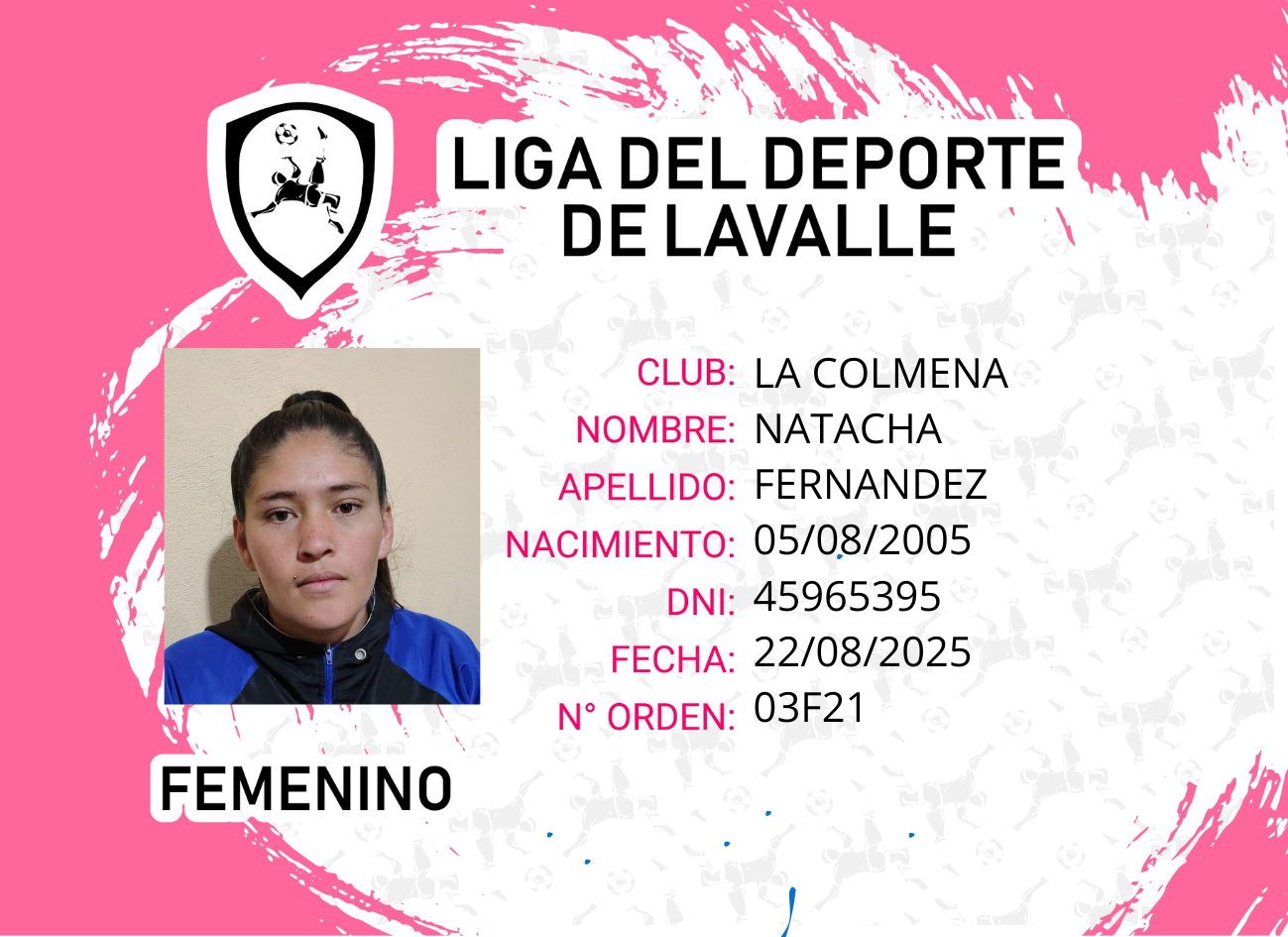 Foto carnet NATACHA FERNANDEZ 