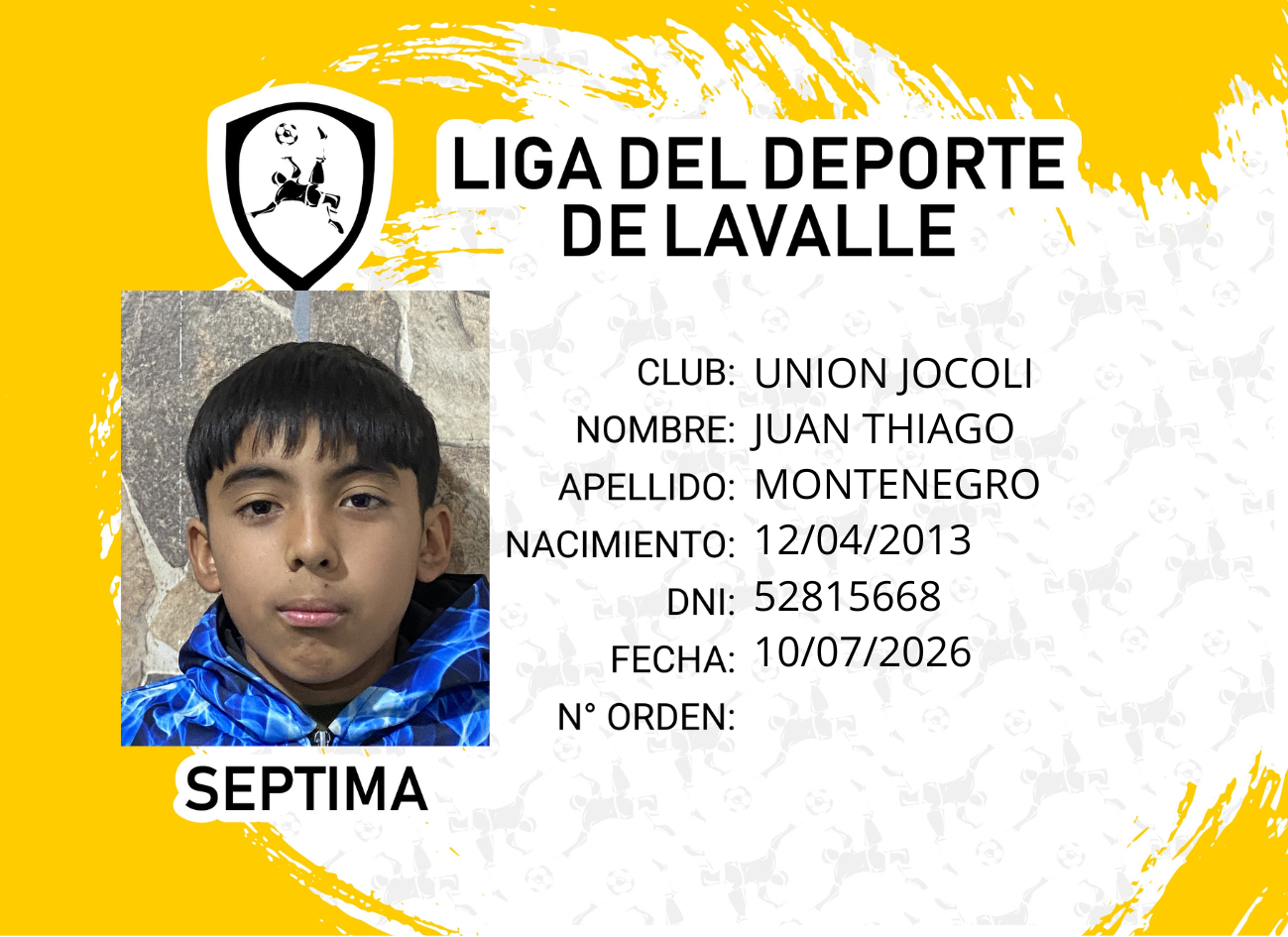 Foto carnet MONTENEGRO, THIAGO