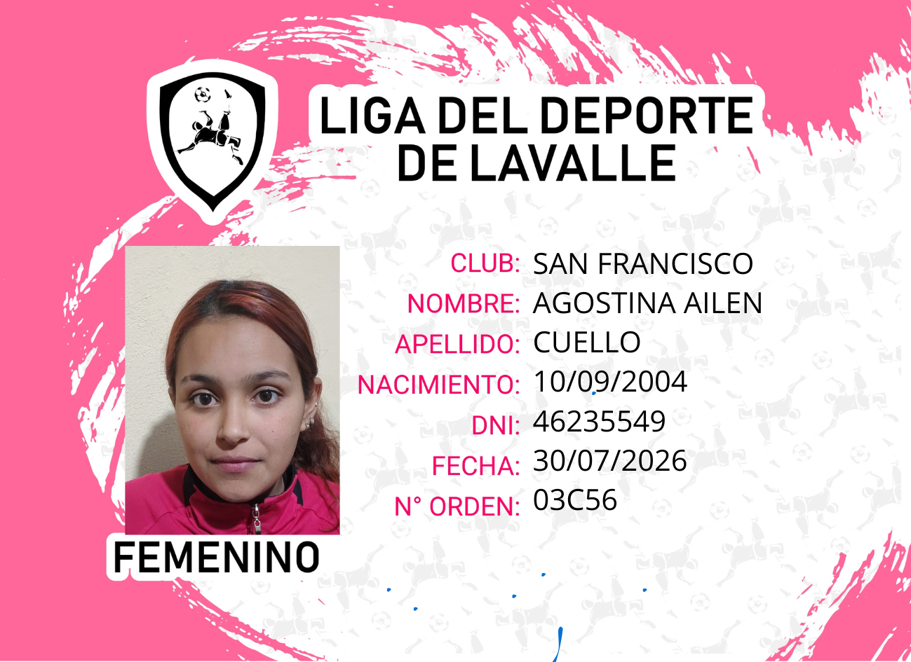 Foto carnet AGOSTINA AILEN CUELLO 
