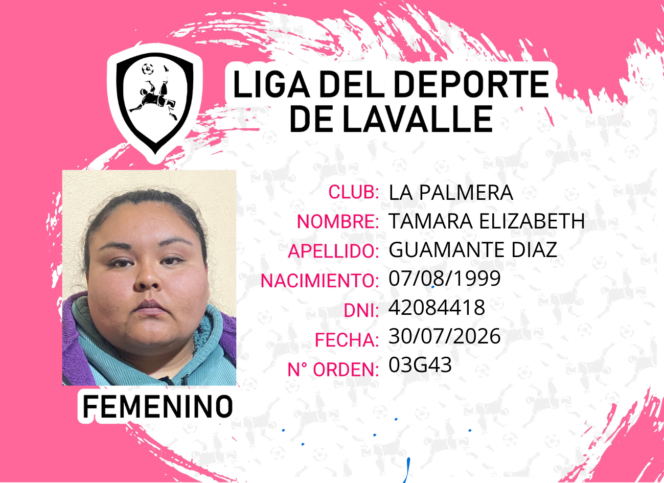Foto carnet TAMARA ELIZABETH GUAMANTE DIAZ 