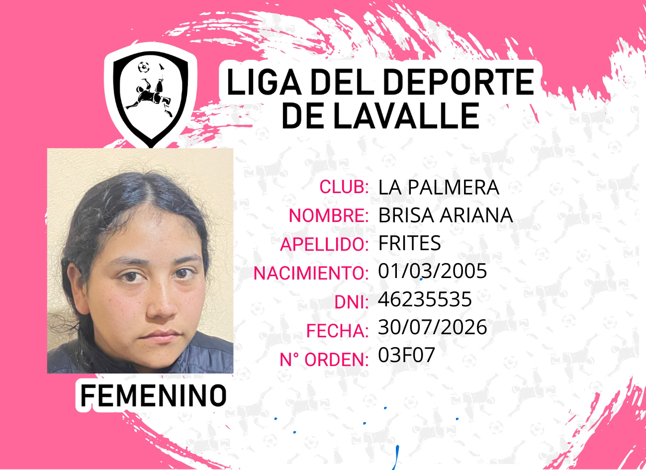 Foto carnet BRISA ARIANA FRITES 
