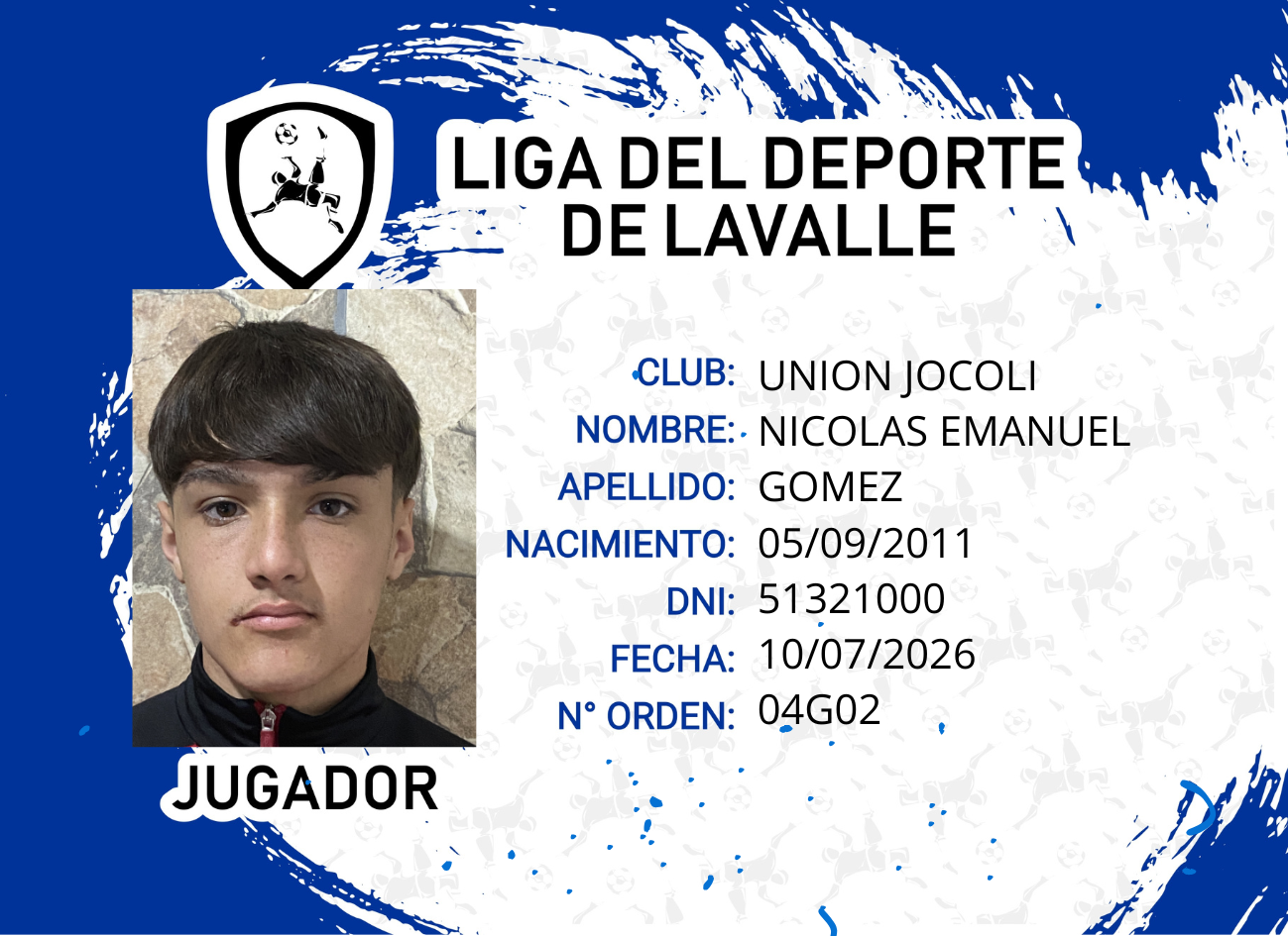 Foto carnet GÓMEZ, NICOLÁS EMANUEL