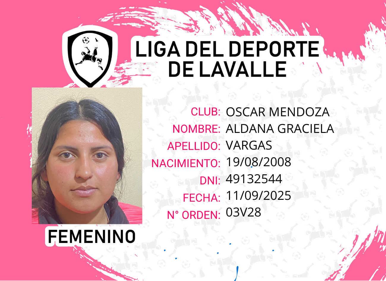 Foto carnet ALDANA GRACIELA VARGAS