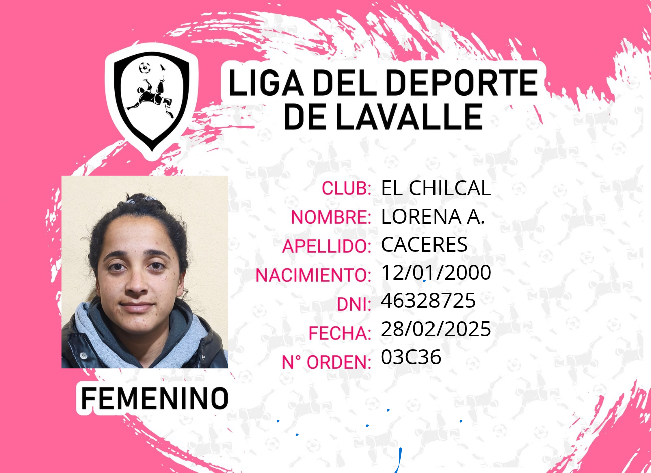 Foto carnet CACERES, LORENA A.