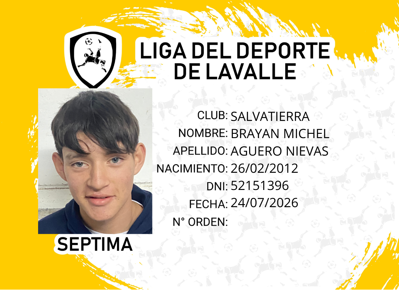 Foto carnet AGUERO NIEVAS, BRAYAN MICHEL