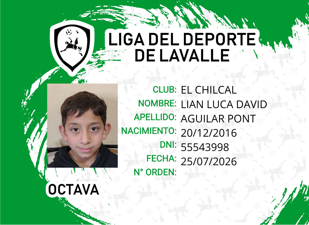Foto carnet AGUILAR PONT, LIAN LUCA DAVID