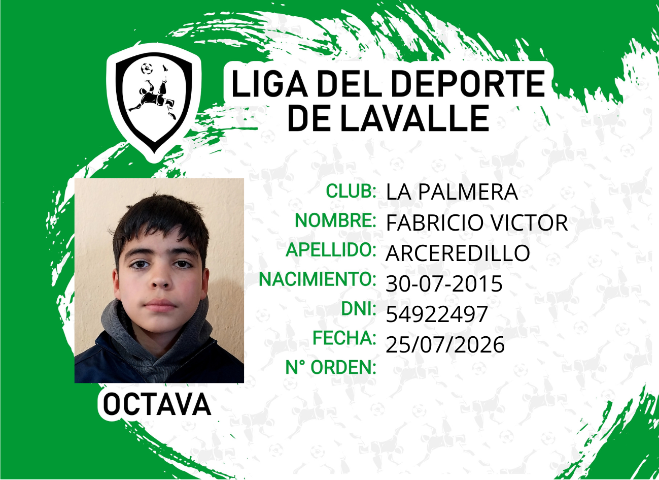 Foto carnet ARCEREDILLO, FABRICIO VICTOR
