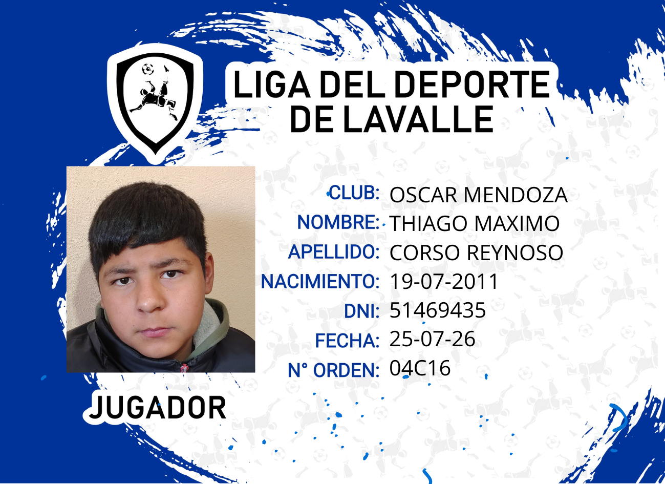 Foto carnet CORSO REYNOSO THIAGO MAXIMO