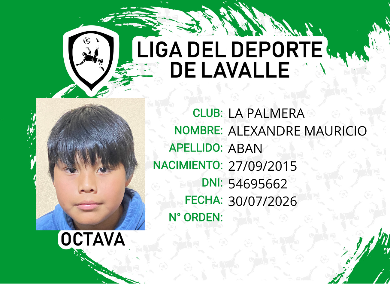 Foto carnet ABAN, ALEXANDRE MAURICIO