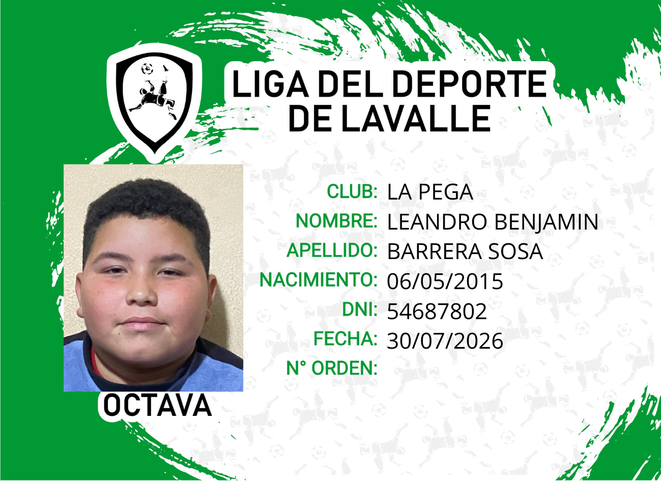 Foto carnet BARRERA SOSA, LEANDRO BENJAMIN