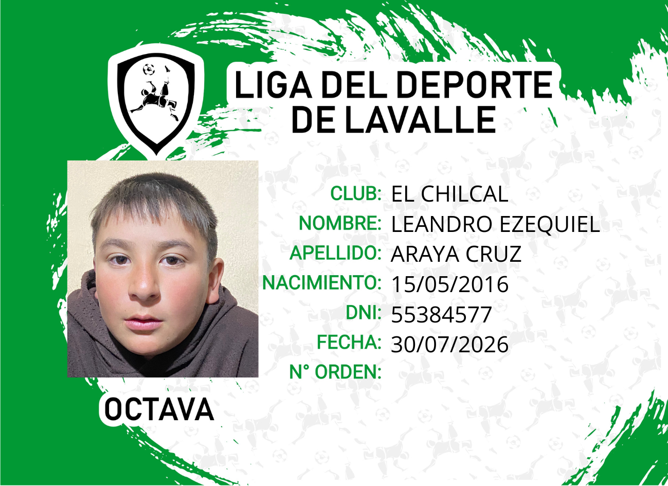 Foto carnet ARAYA CRUZ, LEANDRO EZEQUIEL
