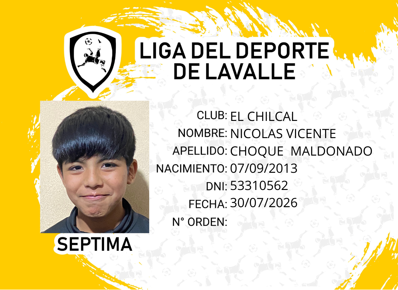 Foto carnet CHOQUE MALDONADO, NICOLAS VICENTE