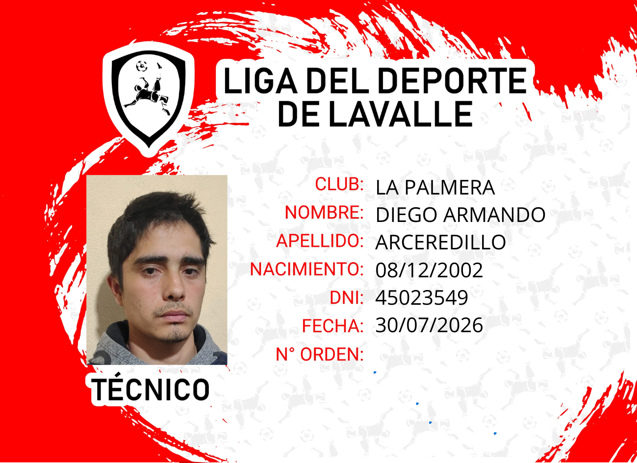 Foto carnet ARCEREDILLO, DIEGO ARMANDO