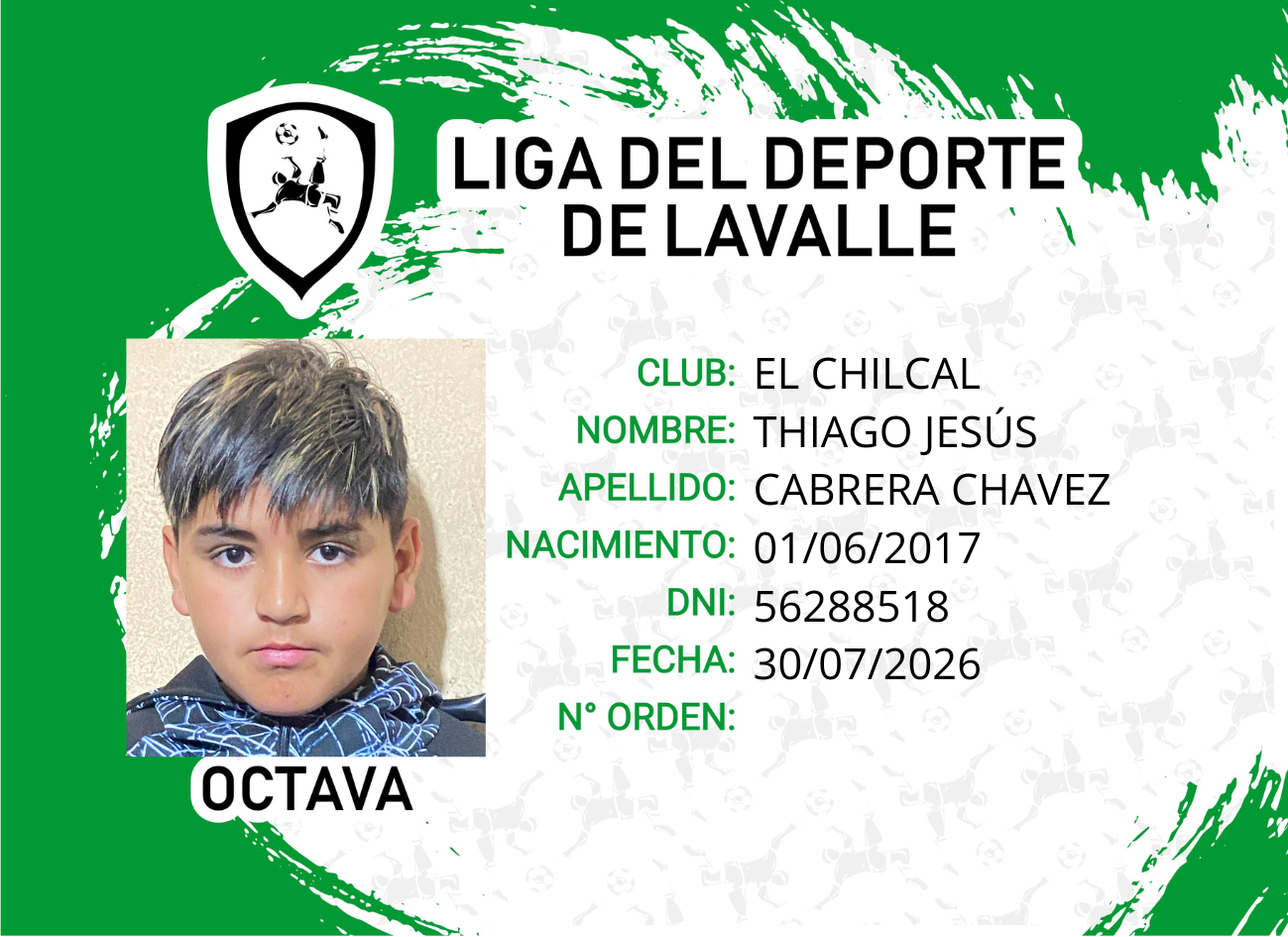 Foto carnet CABRERA CHAVEZ, THIAGO JESUS