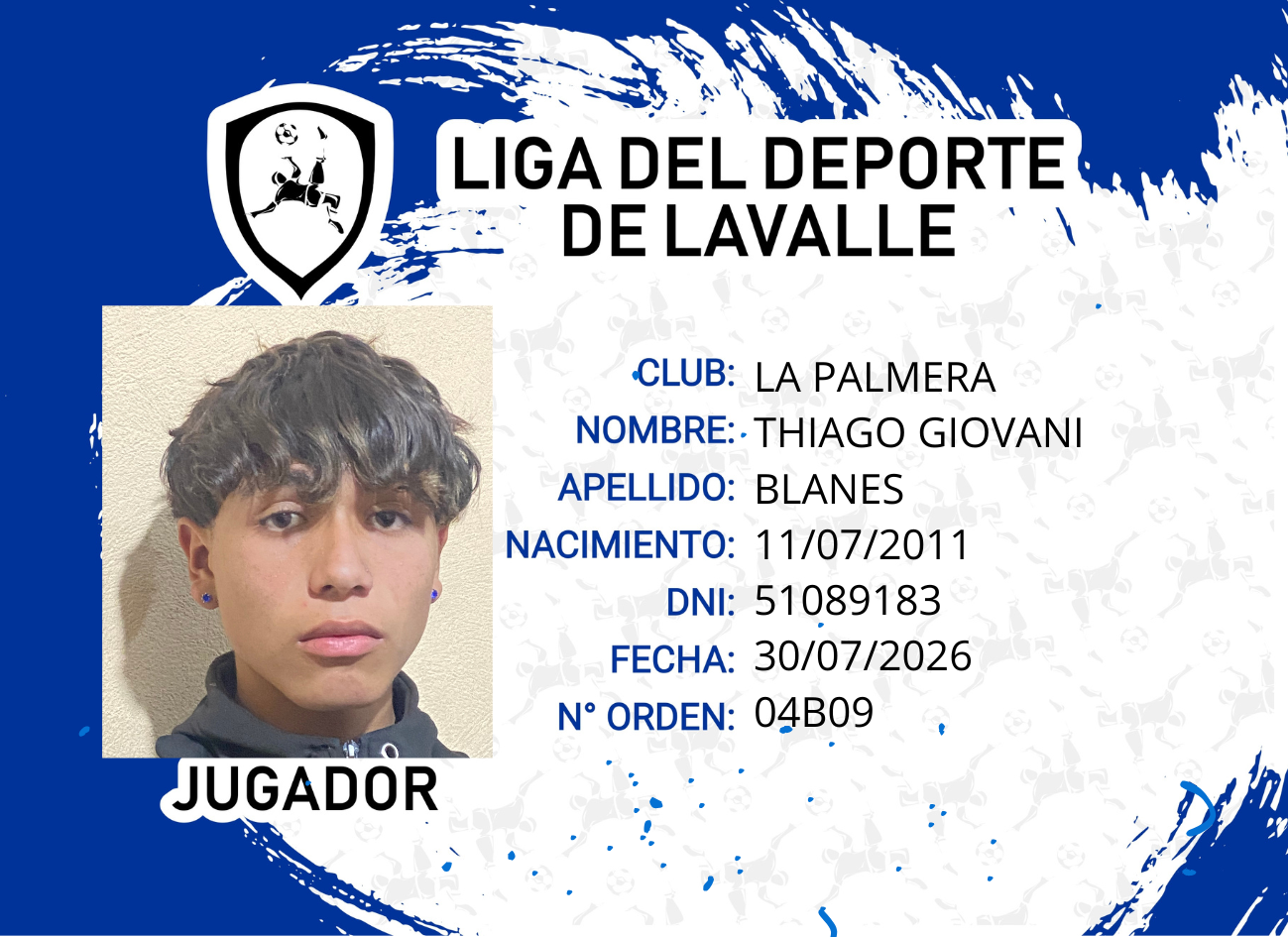 Foto carnet BLANES, THIAGO GIOVANI