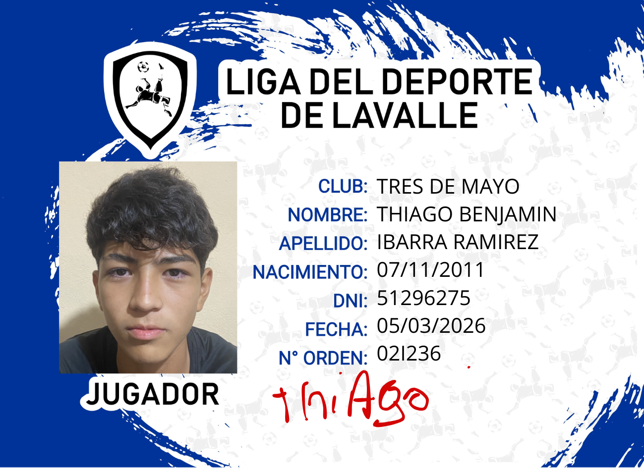Foto carnet IBARRA, THIAGO BENJAMÍN