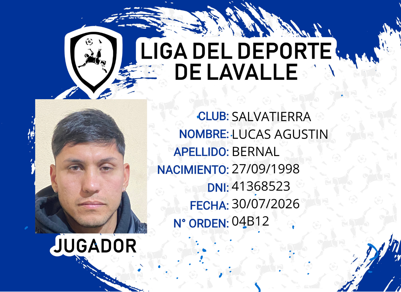 Foto carnet BERNAL, LUCAS AGUSTIN