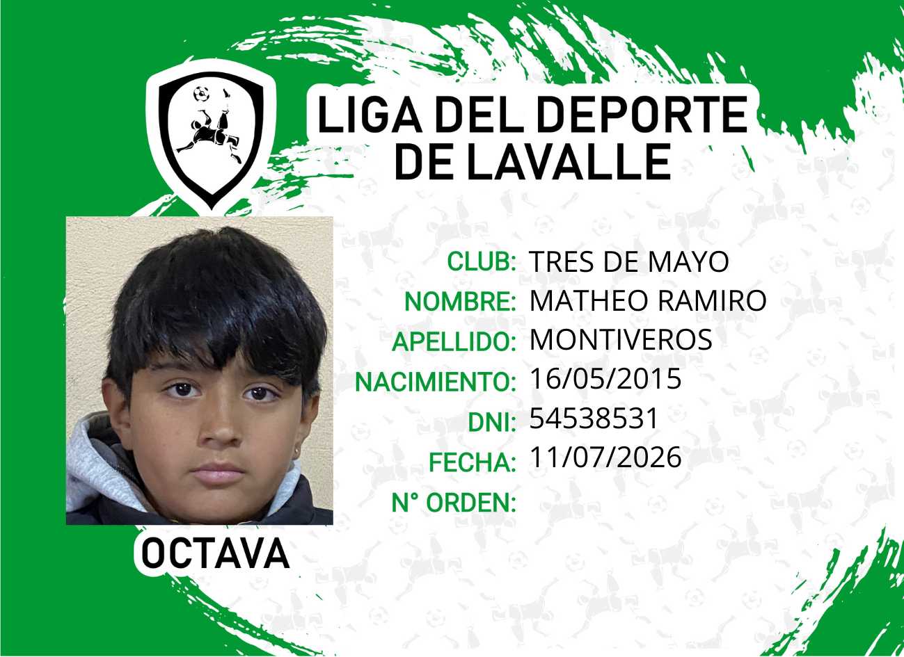 Foto carnet MONTIVEROS, MATHEO