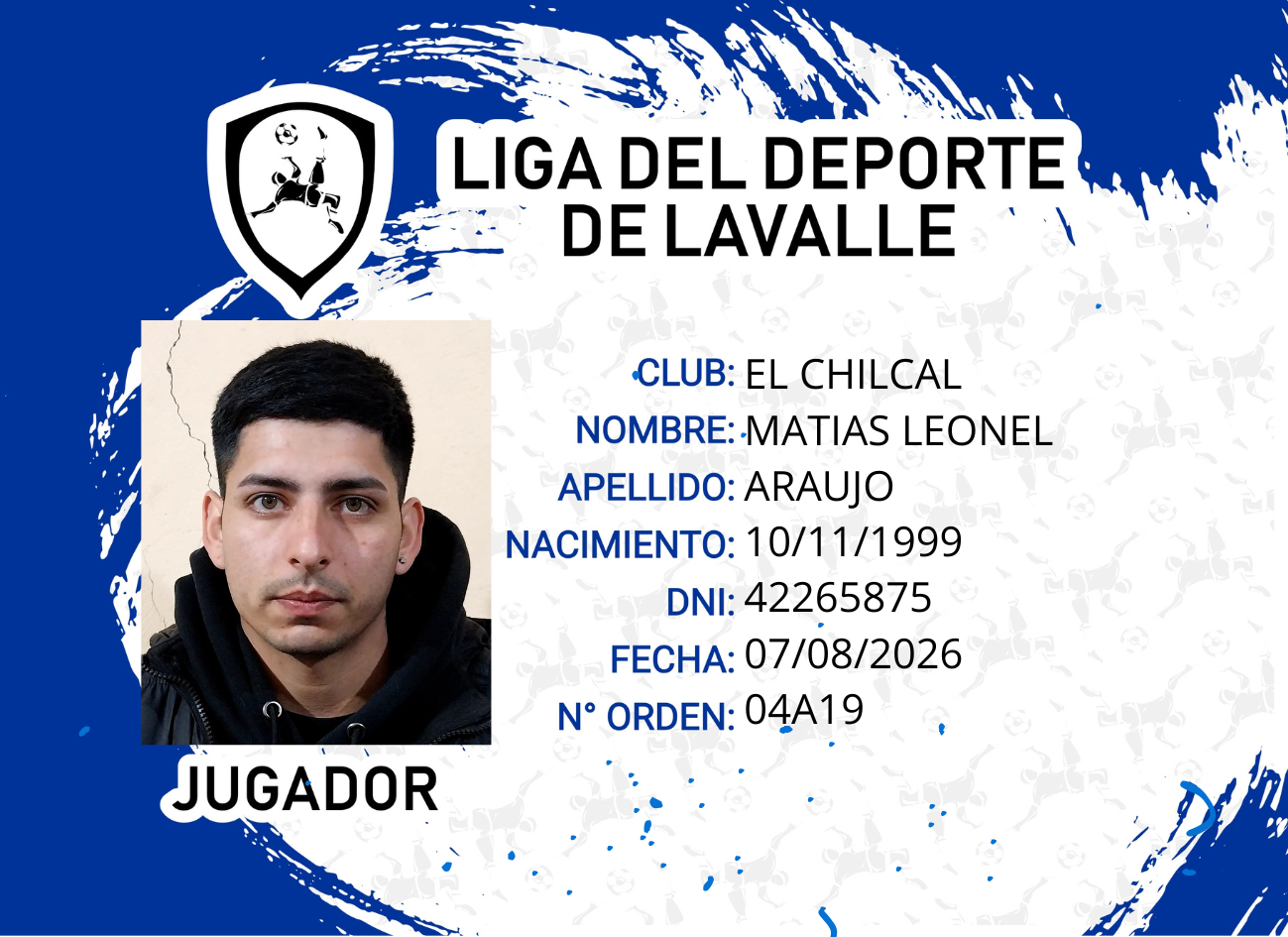 Foto carnet ARAUJO, MATIAS LEONEL