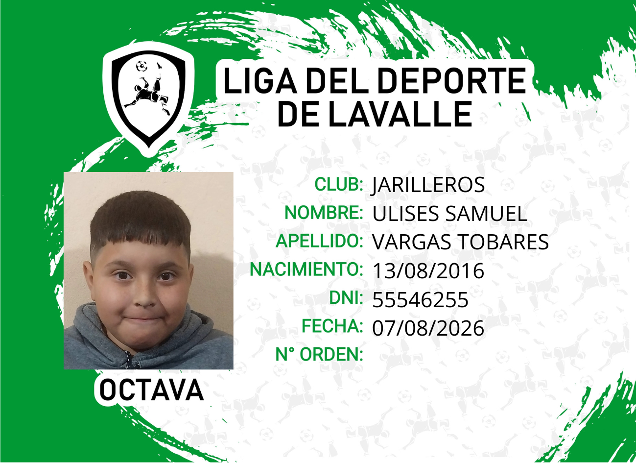 Foto carnet VARGAS TOBARES, ULISES SAMUEL