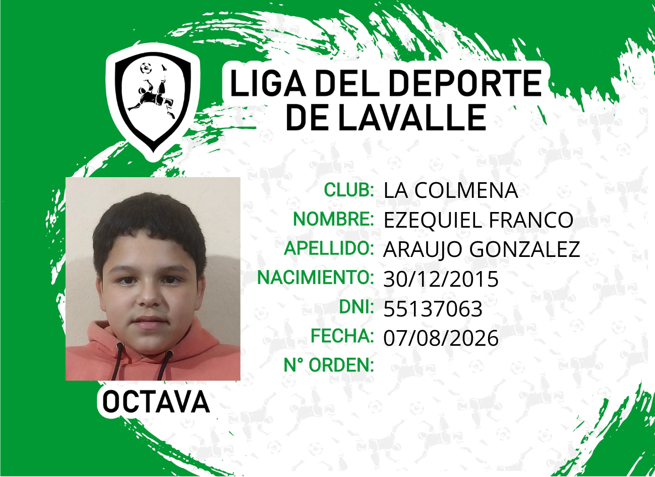 Foto carnet ARAUJO GONZALEZ, EZEQUIEL FRANCO