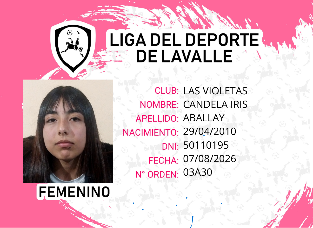 Foto carnet ABALLAY, CANDELA IRIS