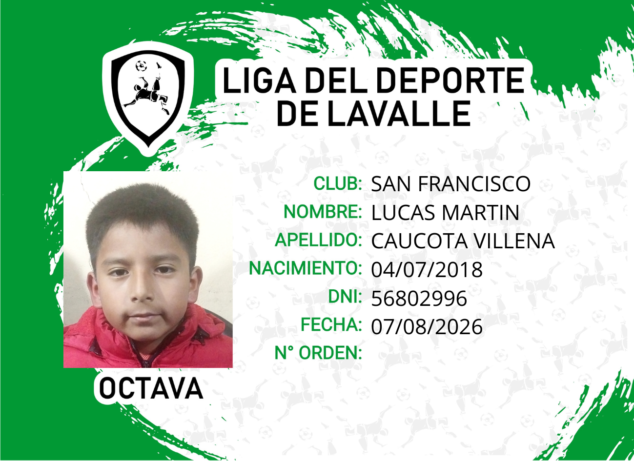 Foto carnet CAUCOTA VILLENA, LUCAS MARTIN