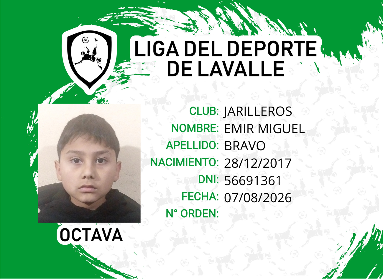 Foto carnet BRAVO, EMIR MIGUEL