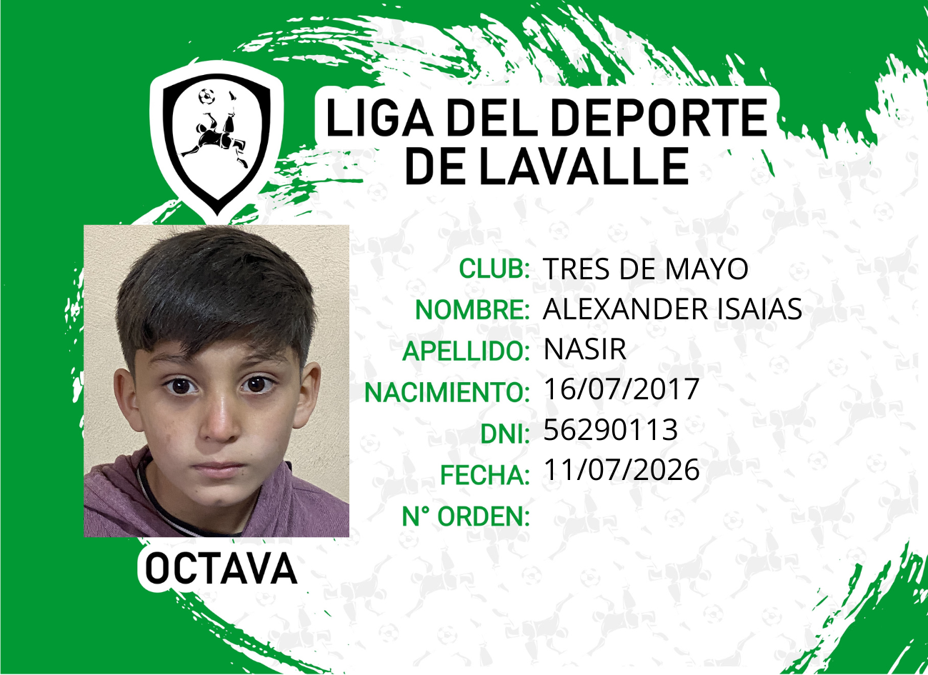 Foto carnet NASIF, ALEXANDER ISAÍAS