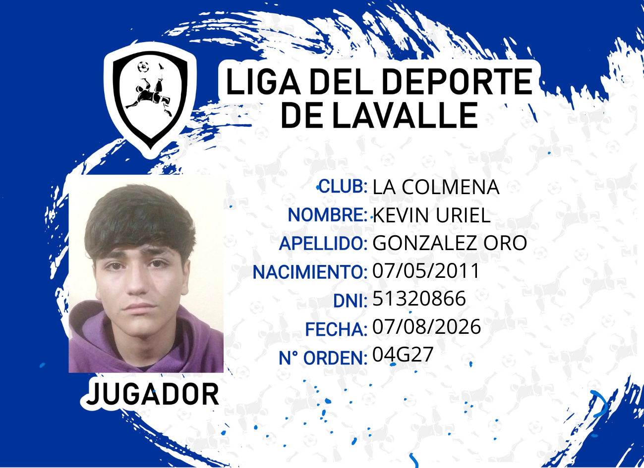 Foto carnet GONZALEZ ORO, KEVIN URIEL