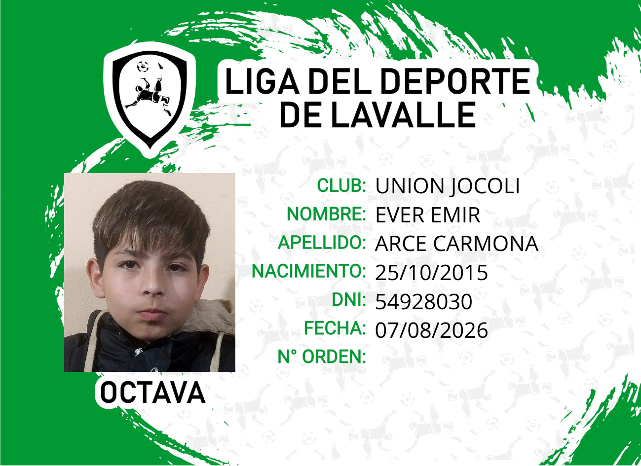 Foto carnet ARCE CARMONA, EVER EMIR