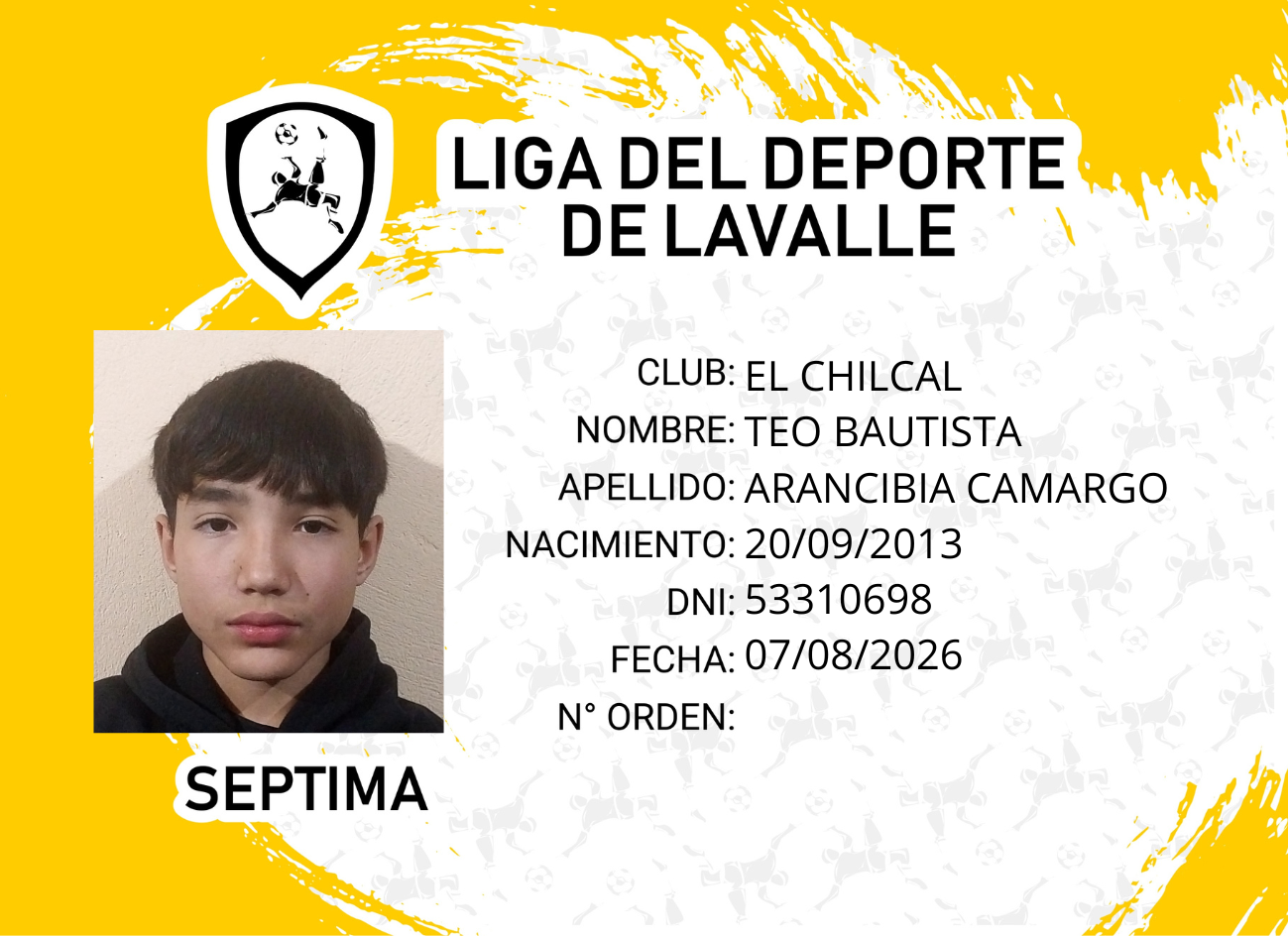 Foto carnet ARANCIBIA CAMARGO, TEO BAUTISTA