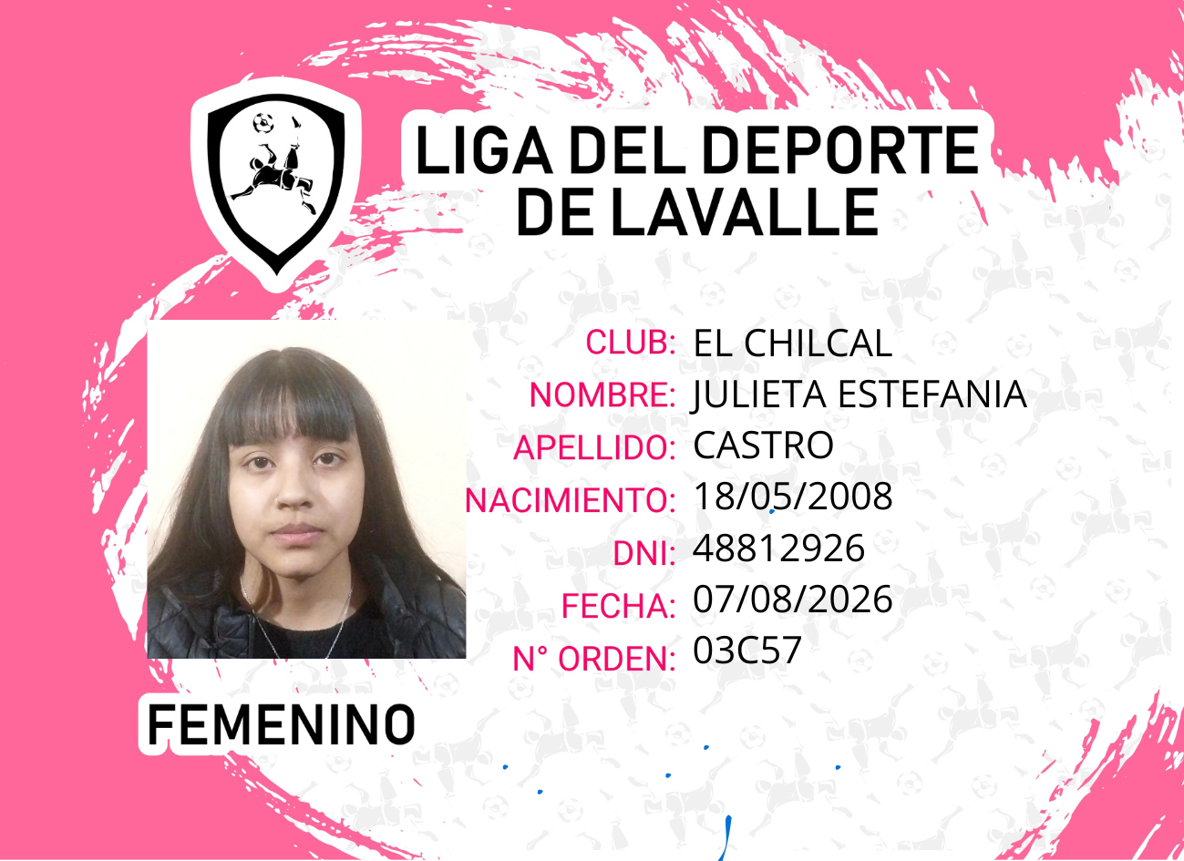 Foto carnet CASTRO, JULIETA ESTEFANIA