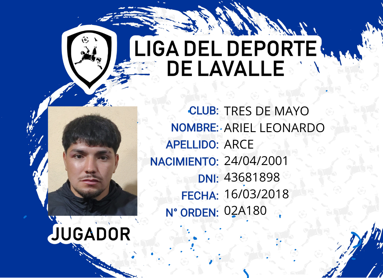 Foto carnet ARCE, ARIEL LEONARDO