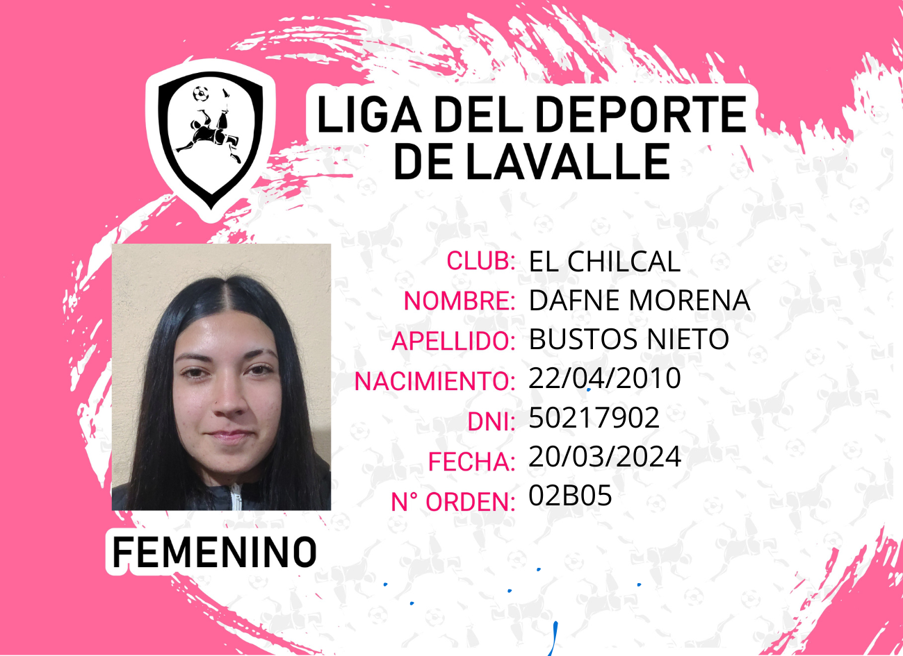Foto carnet BUSTOS NIETO, DAFNE MORENA